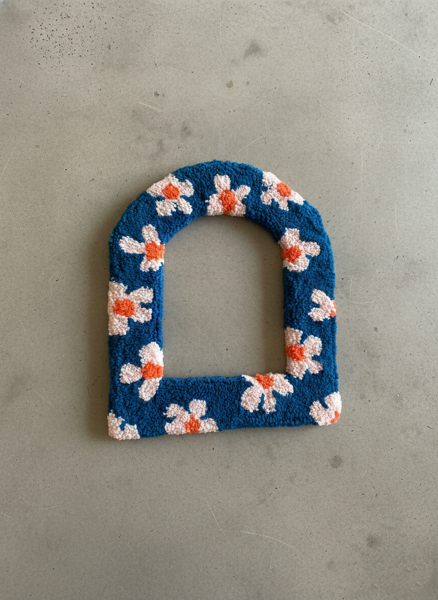 Blue Flower Tufted Arch Mirror Sleeve