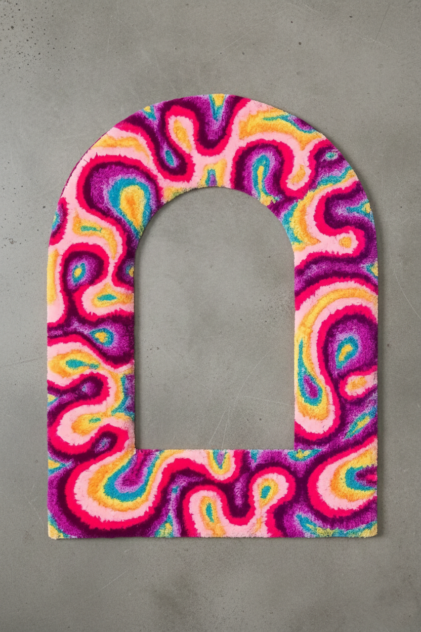 Groovy Retro Swirl Tufted Mirror Sleeve