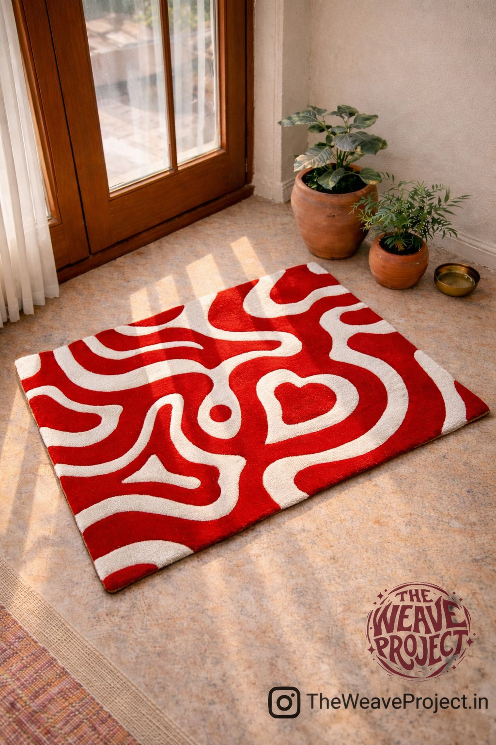 Red Abstract Heart Rug