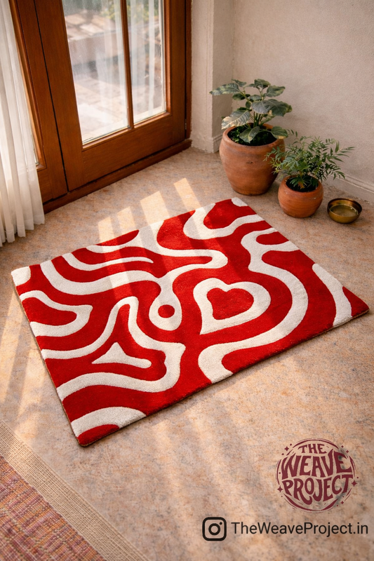 Red Abstract Heart Rug