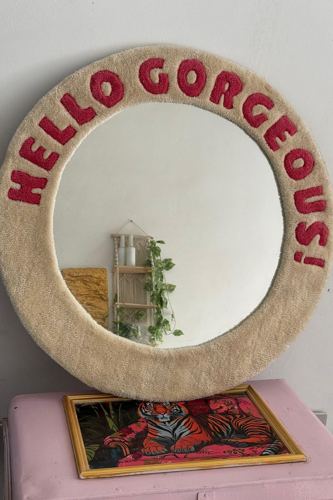 Hello Gorgeous Tufted Round Mirror Sleeve