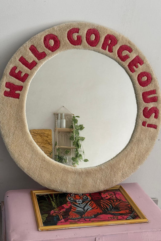 Hello Gorgeous Tufted Round Mirror Sleeve