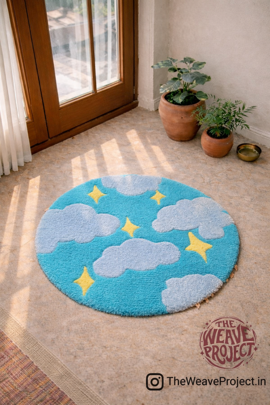 Blue Cloud Pattern Round Rug