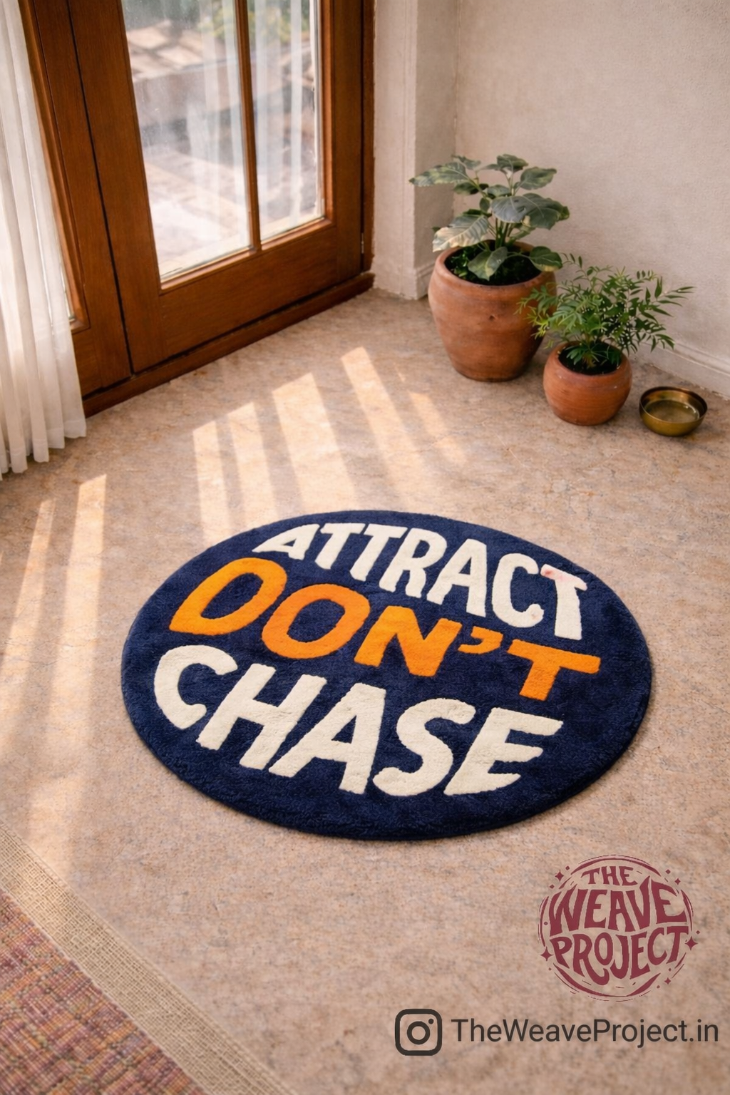 Attract, Don't Chase Typography Rug