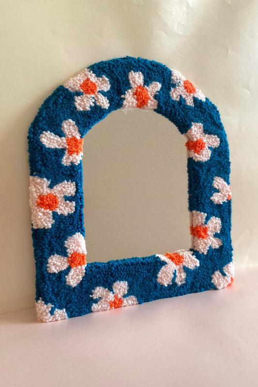 Blue Flower Tufted Arch Mirror Sleeve