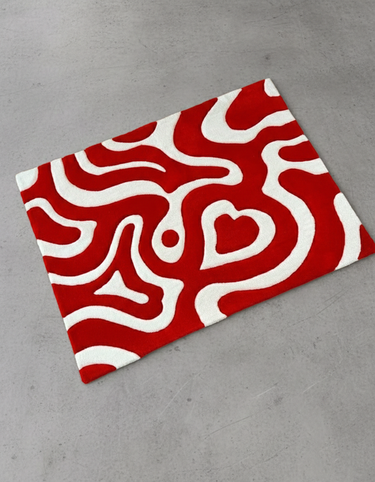 Red Abstract Heart Rug