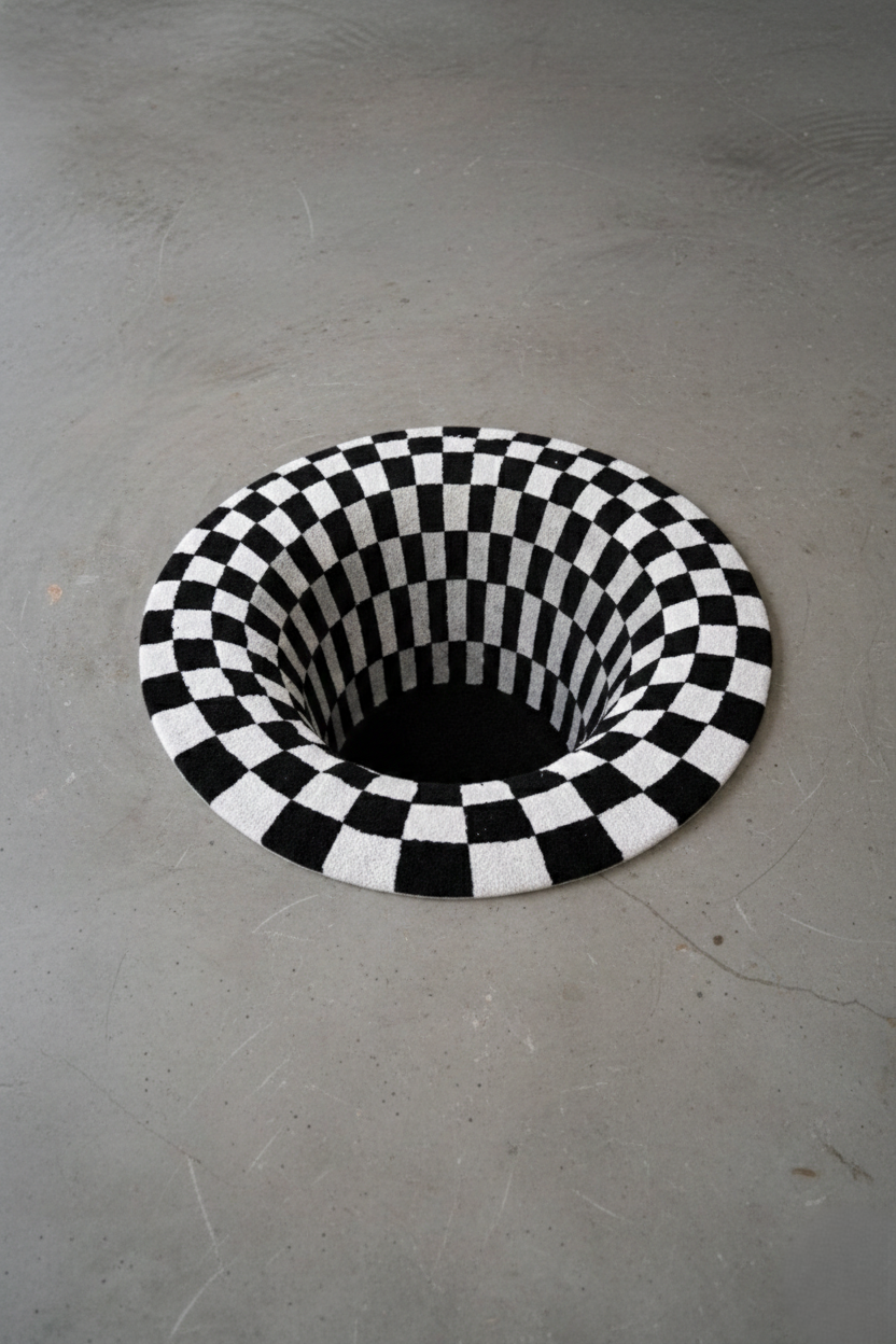 3D Optical Illusion Checkerboard Rug