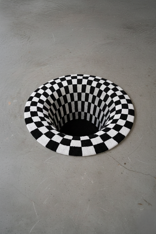 3D Optical Illusion Checkerboard Rug