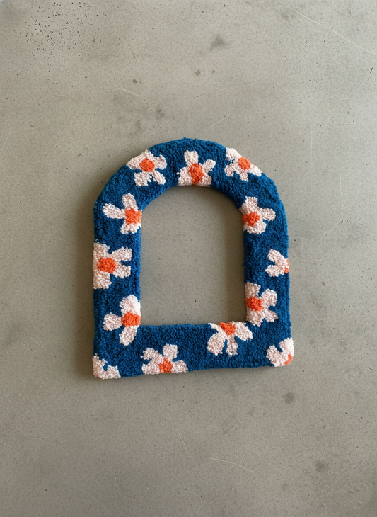 Blue Flower Tufted Arch Mirror Sleeve