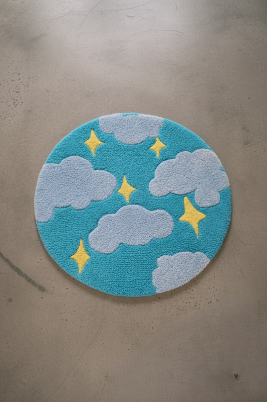 Blue Cloud Pattern Round Rug