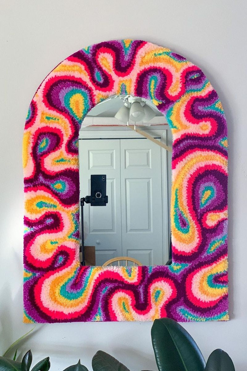 Groovy Retro Swirl Tufted  Mirror Sleeve